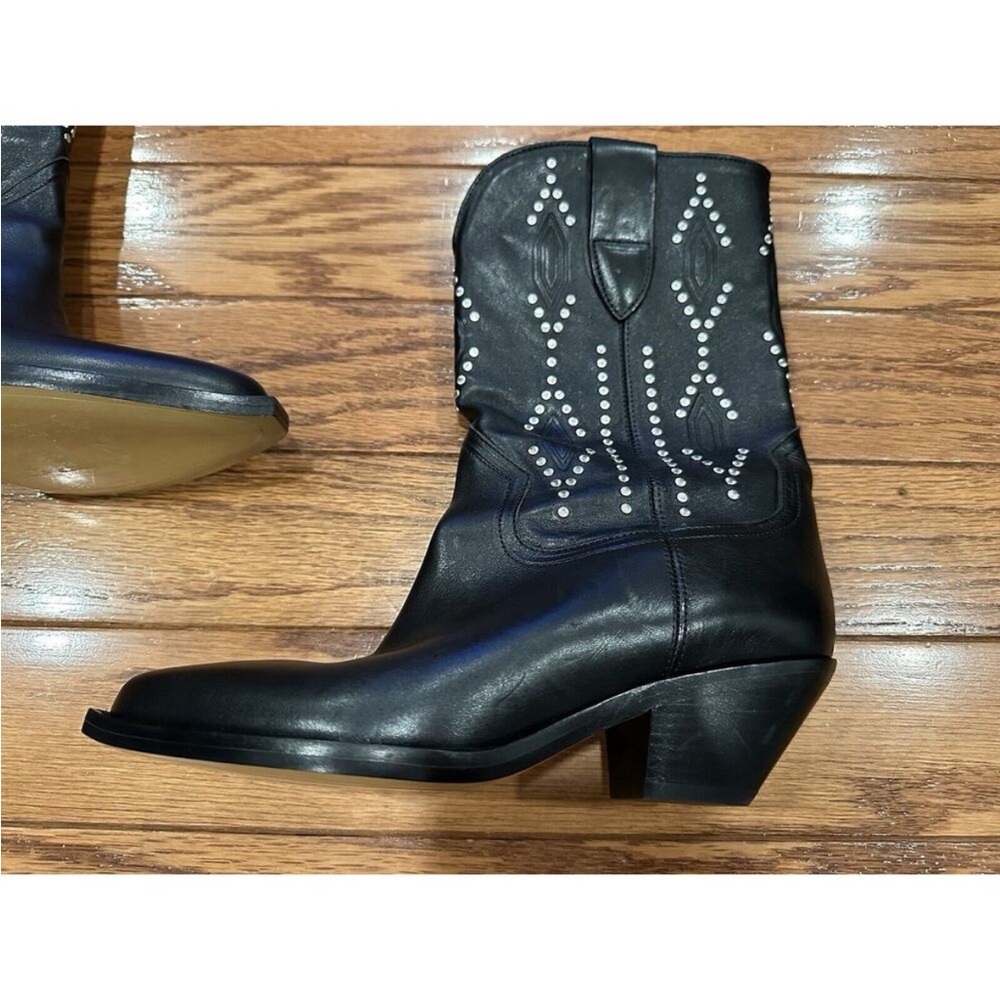 Isabel Marant Dahope Womens Studded Leather Cowboy Boots Black EU 37 - Picture 2 of 8
